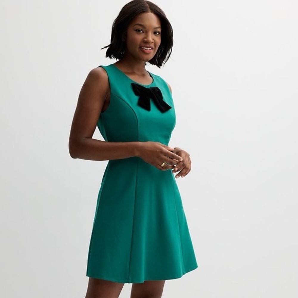 NWT Draper James Sleeveless Velvet Bow Ponte Dress Size L